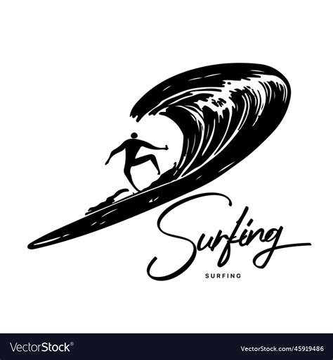 Surfing logo design surfer and wave Royalty Free Vector