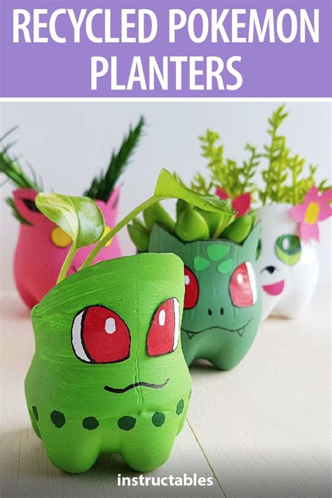 DIY Recycled Pokemon Planters | Upcycled crafts, Bottle crafts, Diy bottle crafts