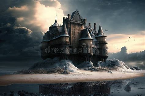 Old Castle in Winter of Wonderland Stock Illustration - Illustration of ...