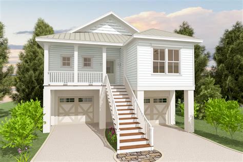 Plan 765012TWN: Beach House Plan with Lower-Level Garage | House on ...