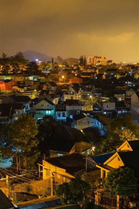 Dalat city at night stock image. Image of urban, town - 53336603