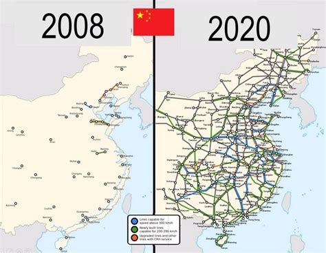 China's high speed rail capabilities (2008/2020). : r/MapPorn