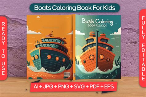 Boats Coloring Book Cover for Kids Graphic by RD Graphic · Creative Fabrica