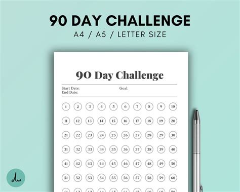 Buy Printable 90 Day Habit Tracker, 90 Days Challenge, Minimal Habit ...