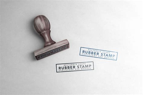 Free Rectangle Rubber Stamp Mockup (PSD)