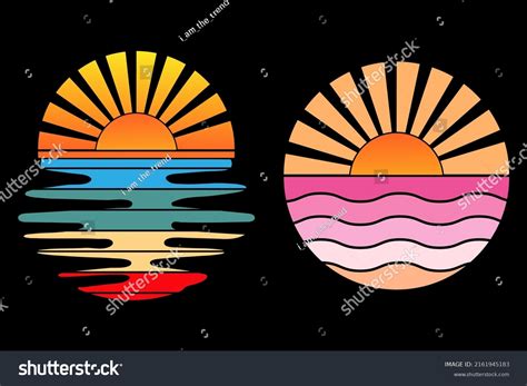 Sunrays Ocean Retro Sunset Clipart Design Stock Vector (Royalty Free) 2161945183 | Shutterstock