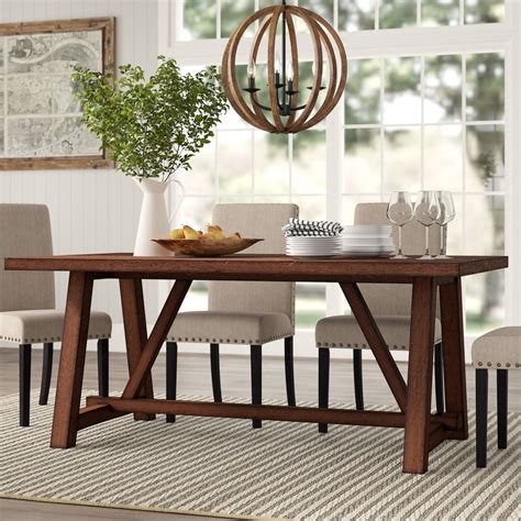 rustic farmhouse dining table for sale online dark finish trestle base seats six versatile solid ...