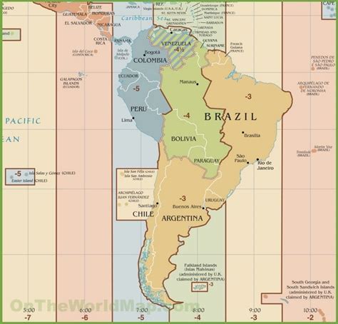 South America time zone map Time Zone Map, Time Zones, Bolivia, Ecuador ...