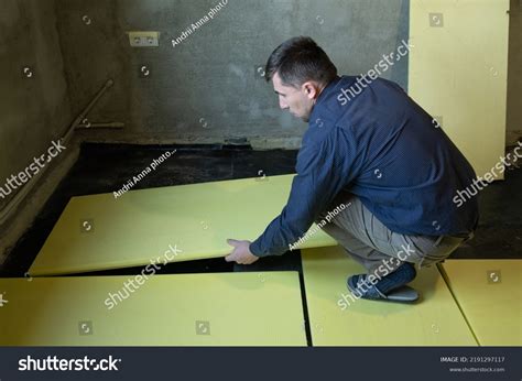 Installation Expanded Polystyrene Floor Insulation Expanded Stock Photo ...