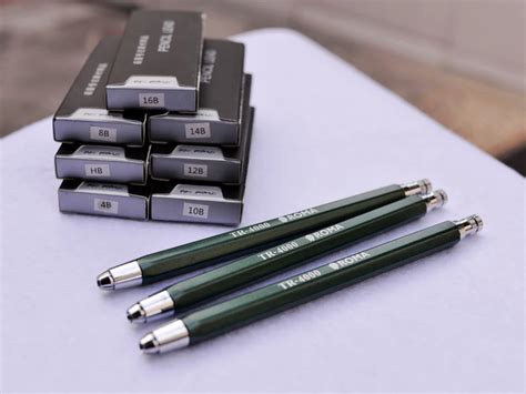 3 pcs 4.0 mm Mechanical Sketching Pencil Set & HB 4B 8B 10B 12B 14B 16B Pencil lead-in ...