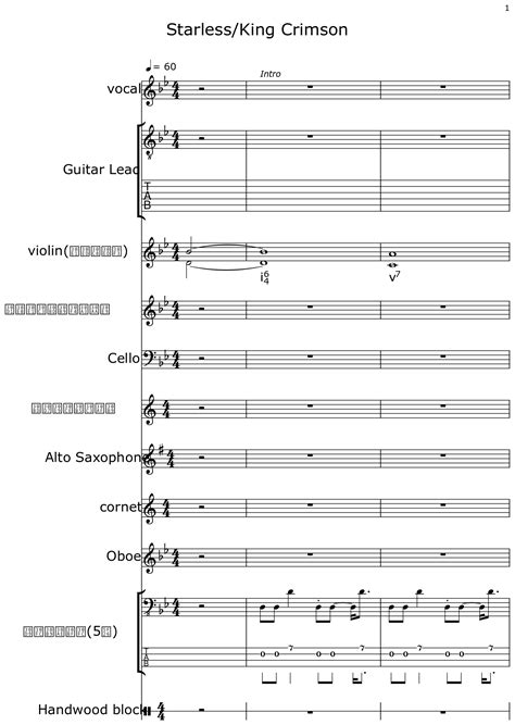 Starless/King Crimson - Sheet music for Voice Lead, Guitar Lead, Violin ...