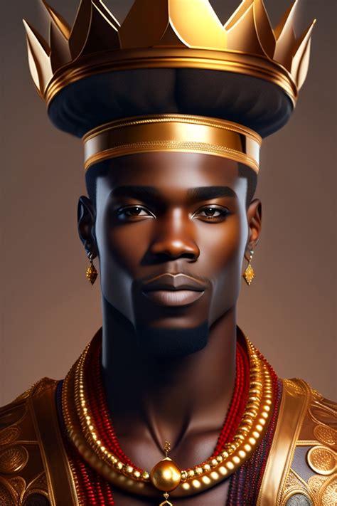 Lexica - Handsome, darkskin ebony African king, golden crown on his head