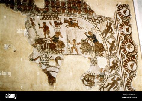 Roman mosaic, Chariot race, c2nd-3rd century. Artist: Unknown Stock Photo - Alamy