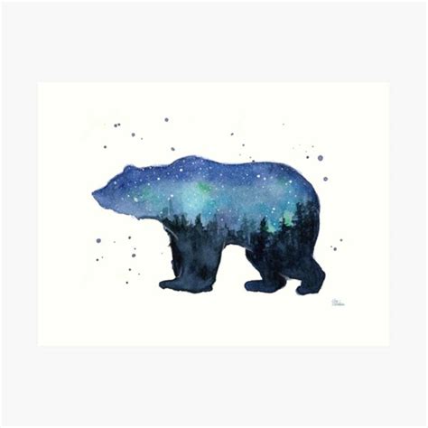 "Forest Bear Watercolor Silhouette" Art Print for Sale by olga ...