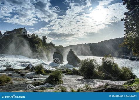 Rhine Falls is a Waterfall on the Rhine River in the Swiss Stock Image - Image of aerial ...