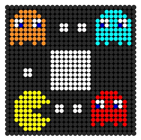 Pac Man And Ghosts Perler Bead Pattern | Bead Sprites | Misc Fuse Bead Patterns