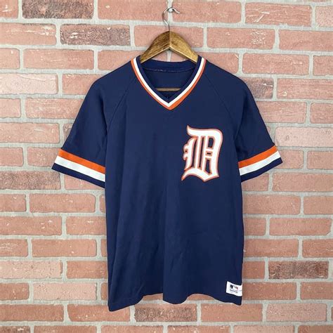 Vintage VTG 80s MLB Detroit Tigers Sand Knit Baseball Jersey Large ...