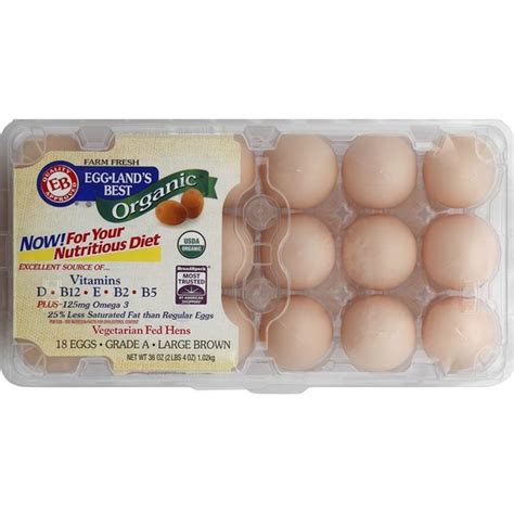 Eggland's Best Eggs, Organic, Brown, Large (18 each) - Instacart