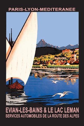 'Evian les Bains and le Lac Leman' Art Print - Georges Dorival | Art.com | Lac léman, Evian ...