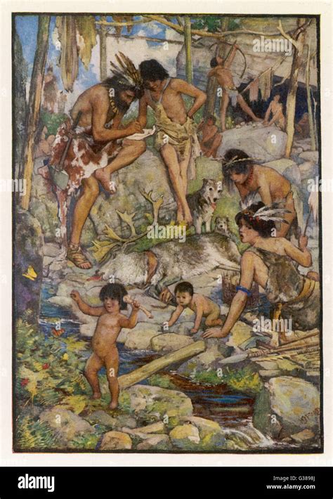 CAVE PEOPLE 5000 BC Stock Photo - Alamy