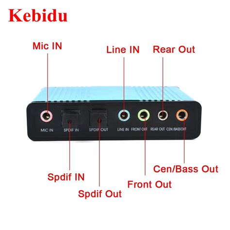 Kebidu USB 2.0 Sound Card 6 Channel 5.1 Optical External Audio Card SPDIF Controller CM6206 ...