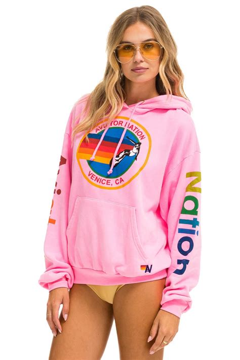 AVIATOR NATION RELAXED PULLOVER HOODIE - NEON PINK - Aviator Nation