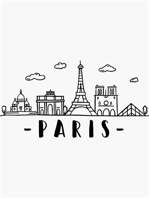 'Paris Skyline Travel' Sticker by DuxDesign - Paris Skyline Travel ...