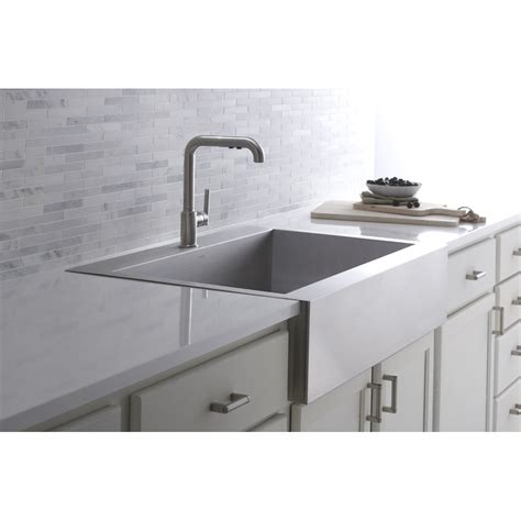 Kohler Vault Top-Mount Single-Bowl Stainless Steel Kitchen Sink with Shortened Apron-Front for ...