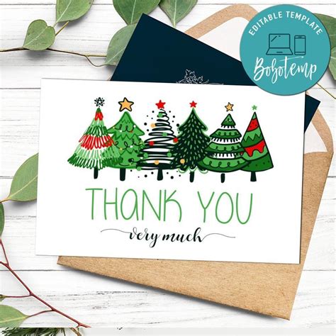 Christmas Dinner Thank You Card Template Customizable DIY ...