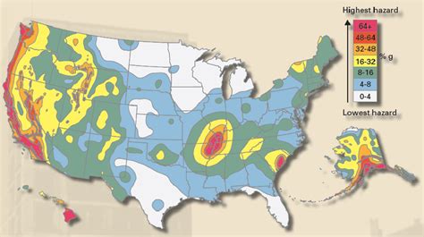 USGS National Seismic Hazard map, peak ground acceleration expressed in ...