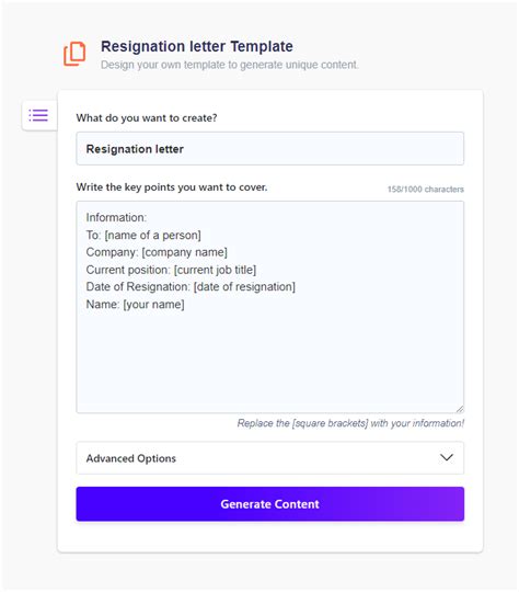 Resignation letter Template: AI Generator with Examples - Wordkraft