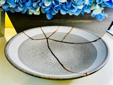 Kintsugi Bowl Kintsugi Grey Coupe Bowl Gifts for Her - Etsy