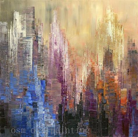 Handgemaakte-Abstract-Cityscape-schilderijen-Kalligrafie-Muur-Kunstwerk-Handgeschilderde-Stad ...