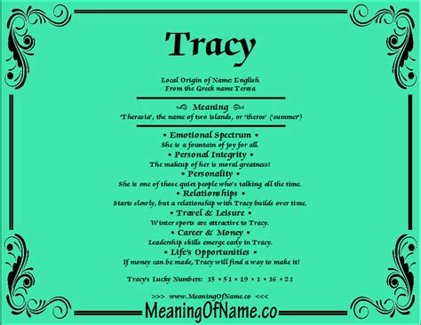 Tracy - Meaning of Name