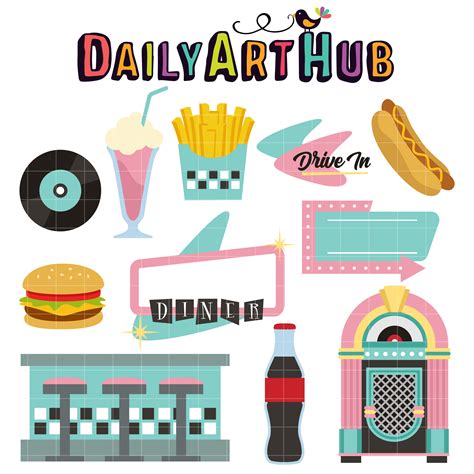 50’s Diner Clip Art Set – Daily Art Hub – Free Clip Art Everyday