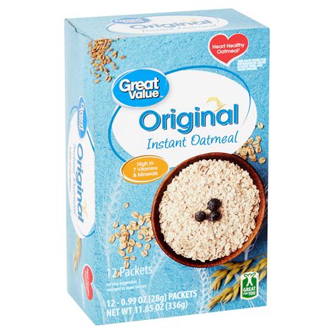 Great Value Original Instant Oatmeal, 0.99 oz, 12 Count - Walmart.com - Walmart.com