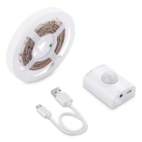 Auraglow Wireless PIR Sensor Light Strip Lights 30 LED Rechargeable ...