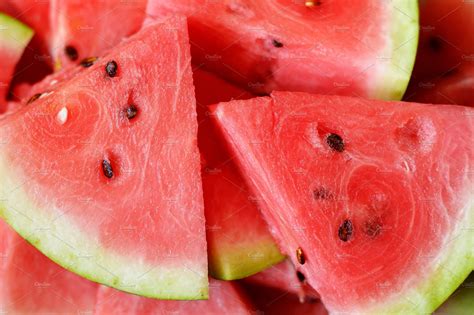 Watermelon slices close-up | Food Images ~ Creative Market