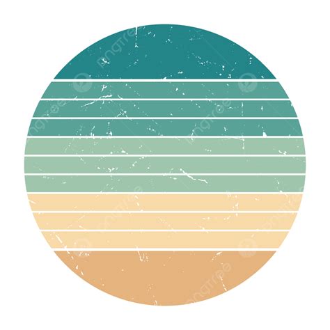 Retro Sunset Beach Vector PNG Images, Vintage Retro Sunset Striped Circle Art, Retro Vintage ...