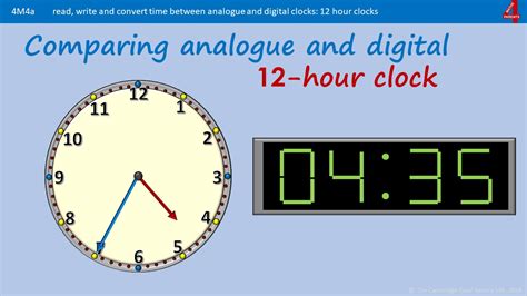 Converting analogue and digital on 12 hour clock