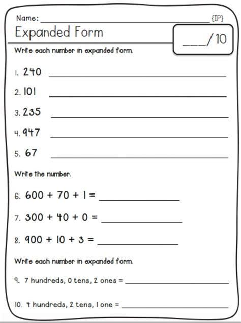 Expanded Standard And Word Form Worksheets