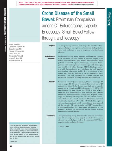 (PDF) Crohn Disease of the Small Bowel: Preliminary Comparison among CT ...