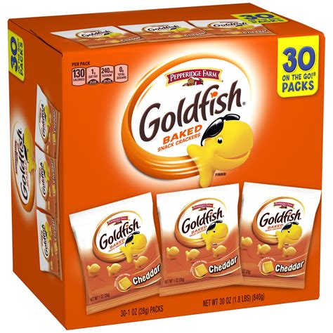 Pepperidge Farm Goldfish Cheddar Crackers, Multi-pack Box, 30-count 1 ...