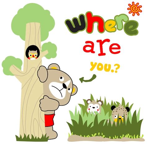 Hide and seek cartoon vector Vector | Premium Download