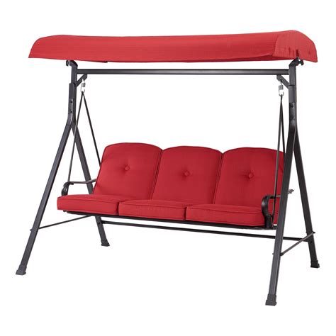 Mainstays Carson Creek Outdoor 3-Seat Porch Swing with Canopy, Red - Walmart.com