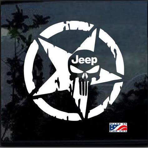 Jeep Weathered Star Punisher Skulll Jeep Window Decal Sticker | MADE IN USA | Jeep decals ...