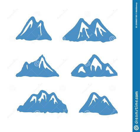 Hand Drawn Paint Mountain Isolated. Vector Illustration Ski Resort Logo ...