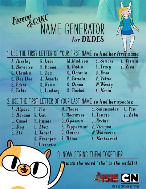 Fionna & Cake Name Generator | Character Name Generators | Know Your Meme