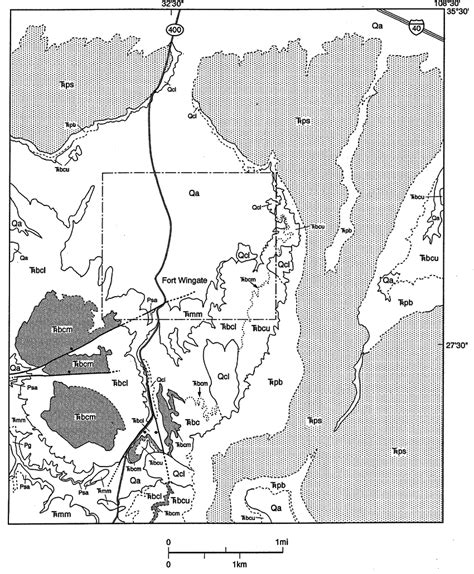 6. Geological map of the northeastern part of the Fort Wingate 1:24,000... | Download Scientific ...