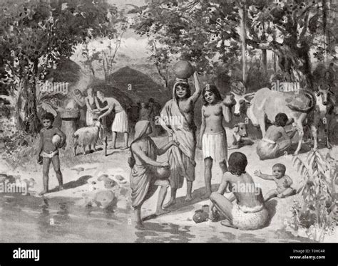 Indo Aryan settlement in ancient India old vintage engraving Stock Photo - Alamy